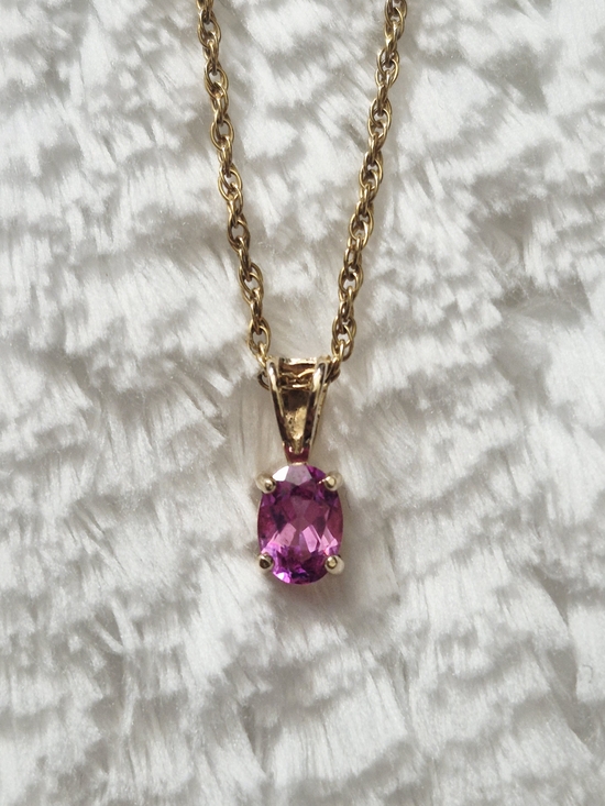 Stampd Jewelry - 14k Yellow Gold Vermeil Pink Sapphire Danity Pendant